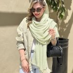 شال نخی پلیسه پرچ دار کد۶۵۵