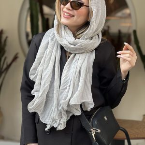 خرید شال نخی ساده روی سر مدل، خنک و سبک