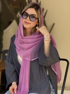 شال حریر شیشه ای نیل کد۸۰۲