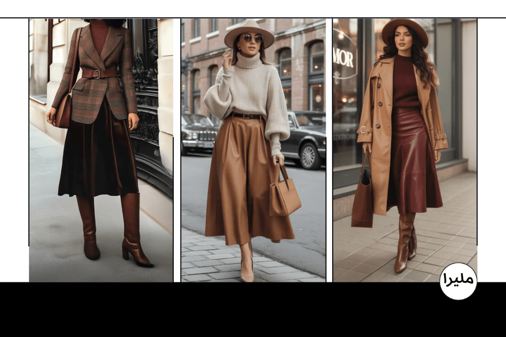 استایل جسورانه با دامن چرم