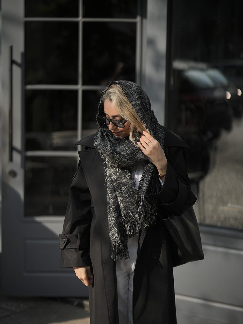 خرید شال بافت چهارخونه زمستانی