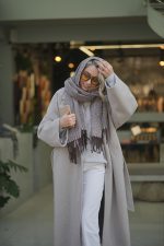 شال موهر زمستانی به رنگ طوسی