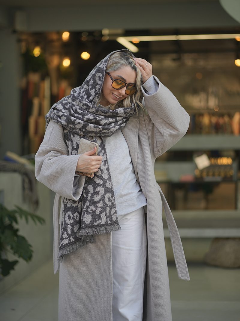 شال موهر طرح پلنگی مناسب استایل کاری و روزمره