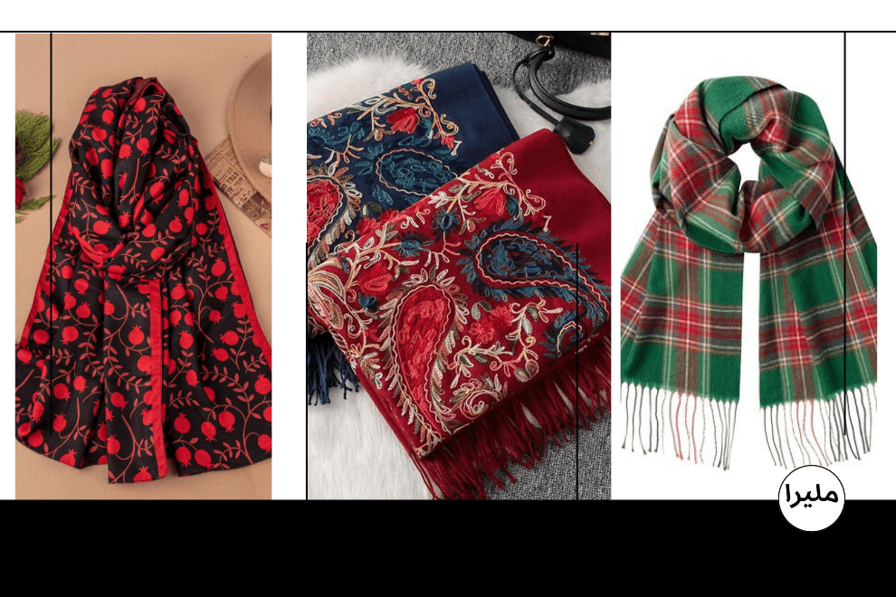 شال یلدایی قرمز و سبز