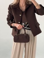 کت ژاکارد قهوه ای کد 413 - Image 2