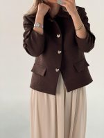 کت ژاکارد قهوه ای کد 413 - Image 3