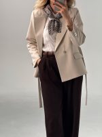 کت بیسیک یقه انگلیسی کرپ مازراتی کرم کد 398 - Image 5