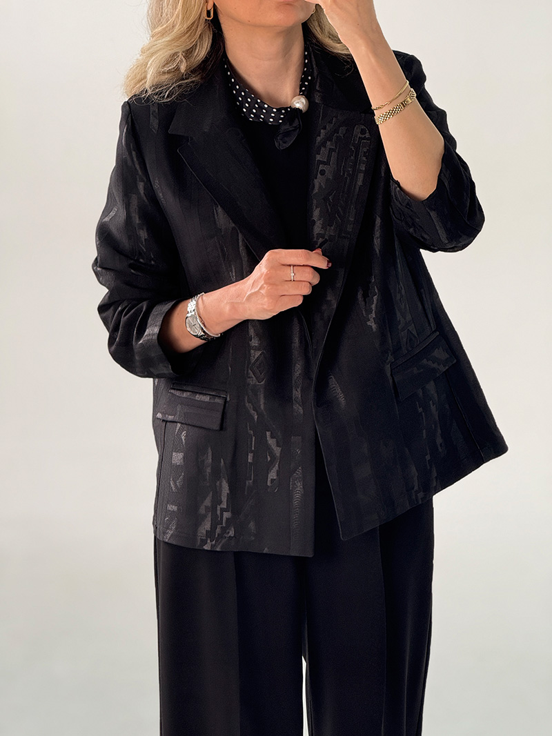 malira coat code 406 کت ژاکارد مشکی کد 406 - Image 1