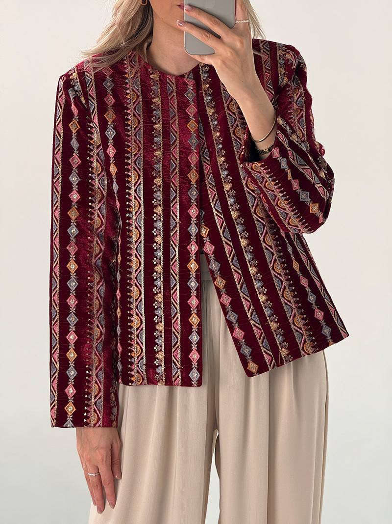 velvet coat415 کت مخمل کار شده کد 415 - Image 1