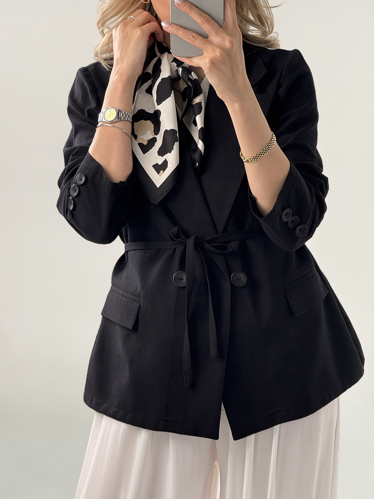 wisteria-linen-coat-black (5) کت لینن Wisteria رنگ مشکی کد 437 - Image 1