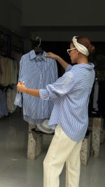 شومیز لینن راه راه کد 468 - Image 3